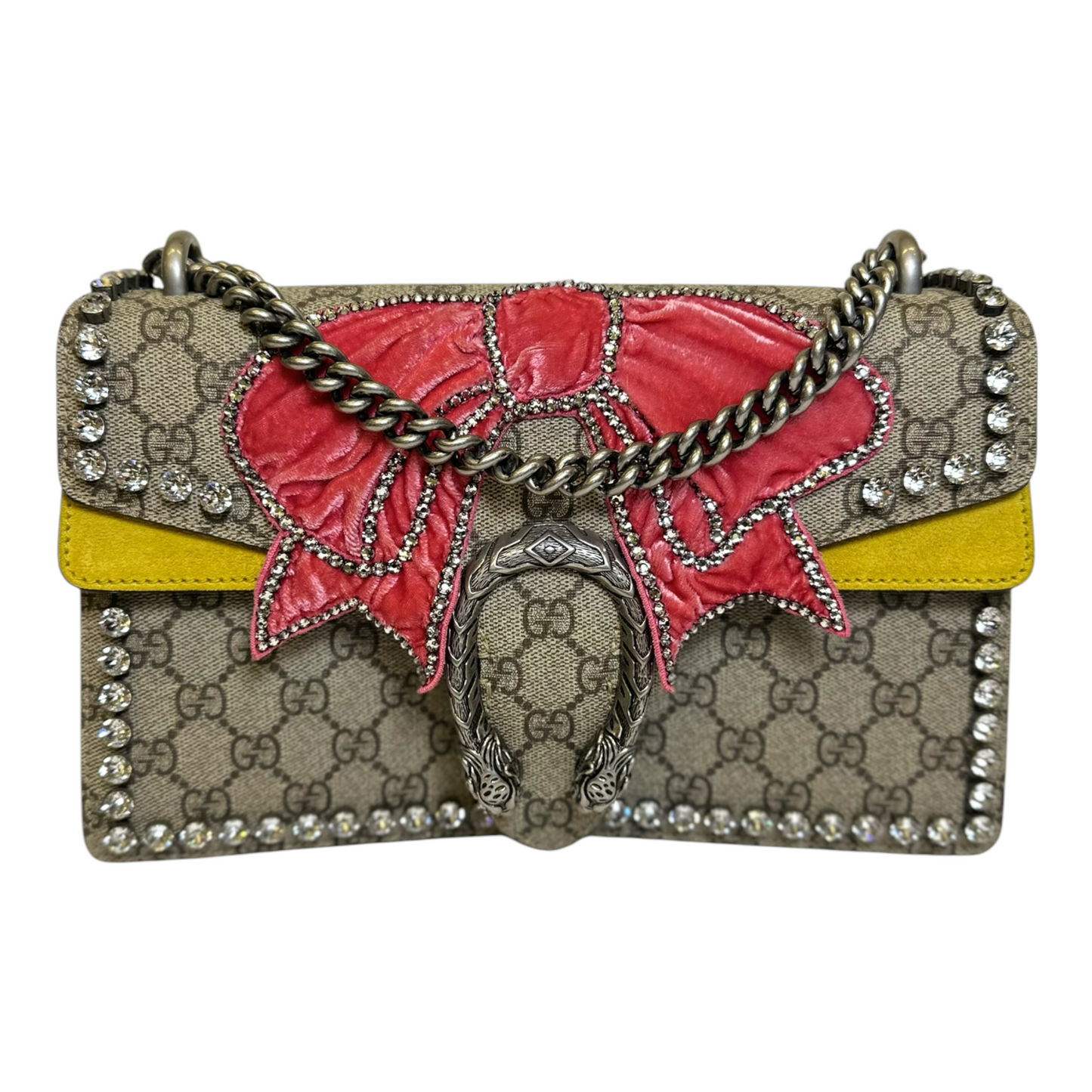GLM-- GG Supreme Crystal Bow Embroidered Dionysus Shoulder Bag