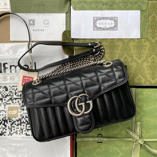 Glami Marmont Small Shoulder Bag Black MatelassÃƒÂ© For Women  10in/26cm 443497 UM8AN 1000