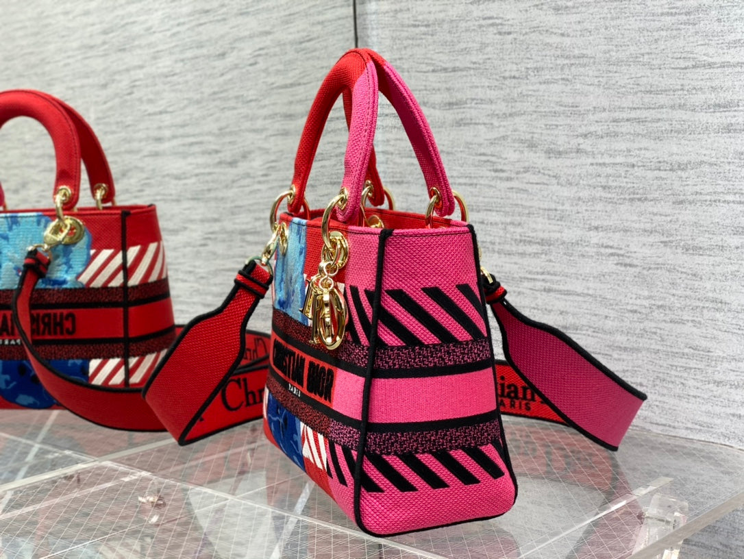 GLAMI MeGLAMIum Lady D-Lite Bag D-GlamIower Pop Embroidery, Bright Pink Multicolor Handbags, 24cm CD M0565OROO_M885