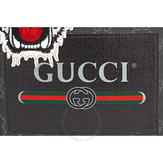 Gucci Night Courrier Large Wrist Pouch GG Supreme Canvas Clutch- Black-Grey