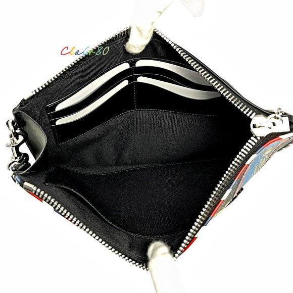 Gucci Night Courrier Large Wrist Pouch GG Supreme Canvas Clutch- Black-Grey