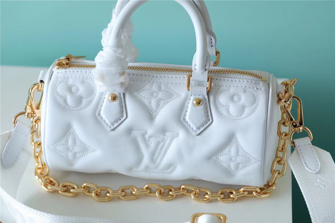LV Papillon GLAMI Bag Classic Monogram For Women 20cm White LV M59827