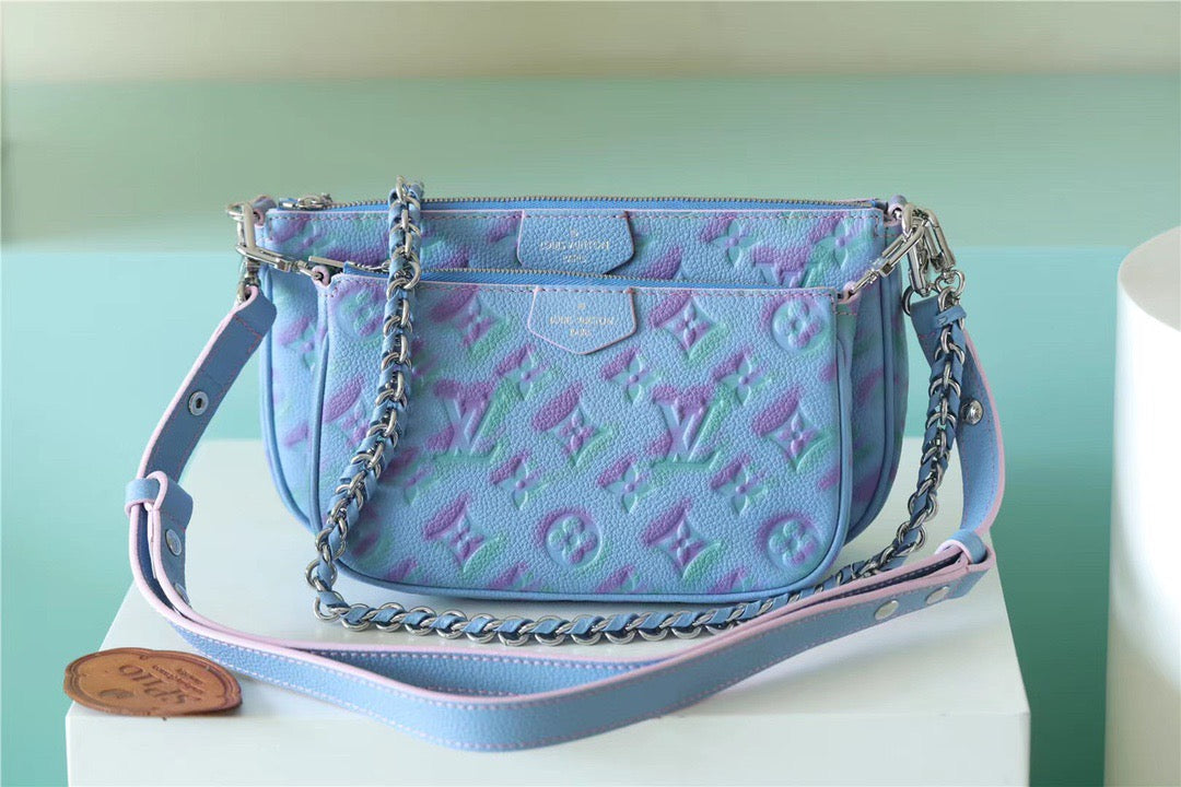 LV Multi Pochette AcGLAMIssoires Monogram Empreinte Blue For Women, WomenÃ¢â‚¬â„¢s Handbags 9.4in/24cm LVÃ‚Â 