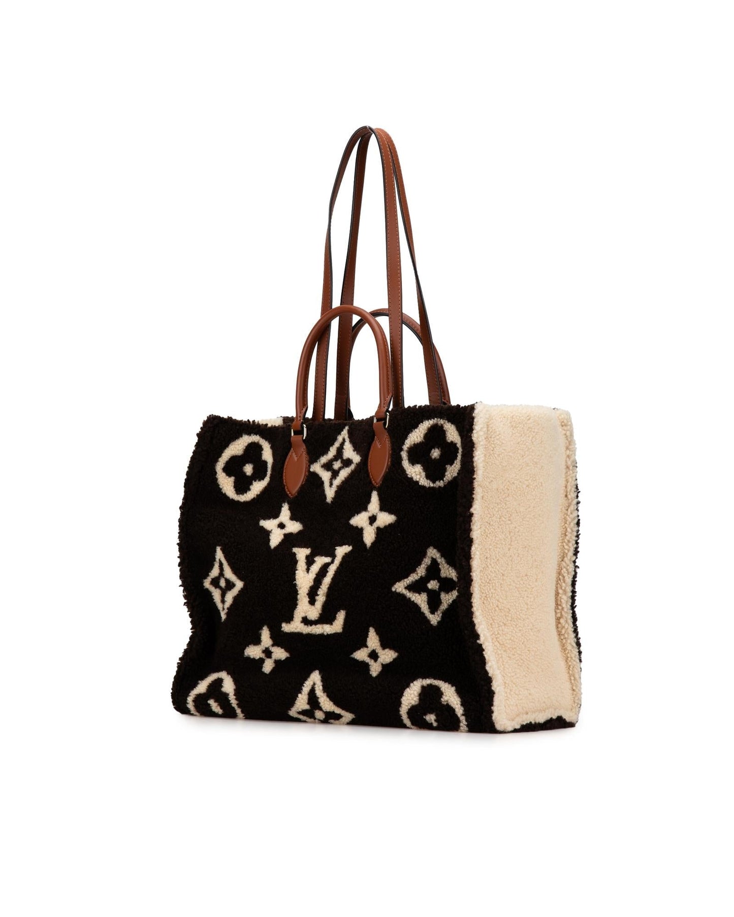 Louis Vuitton Monogram Empreinte Shearling Tote Bag - Brown   Louis Vuitton Shearling Tote  Brown Monogram