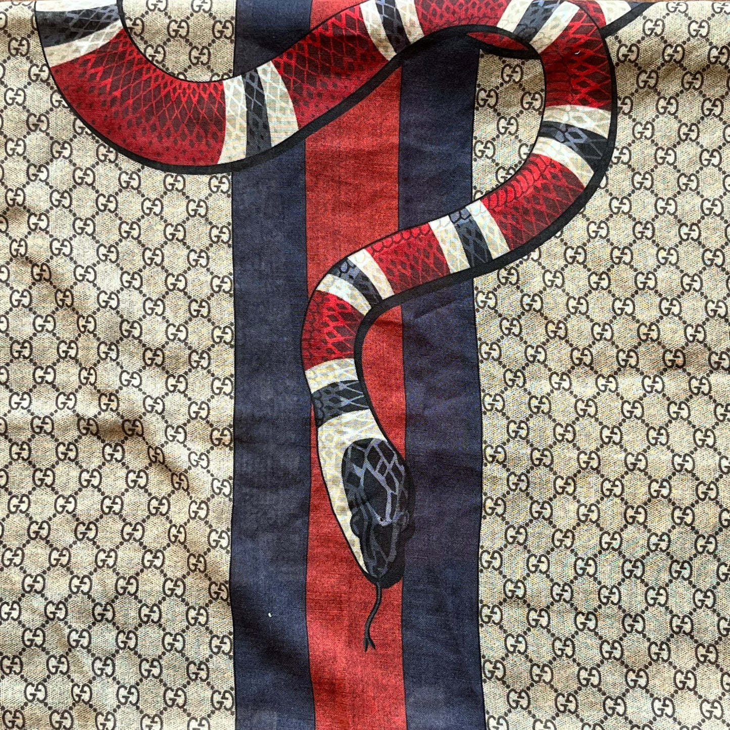 GUCCI Monogram Kingsnake Wool Scarf