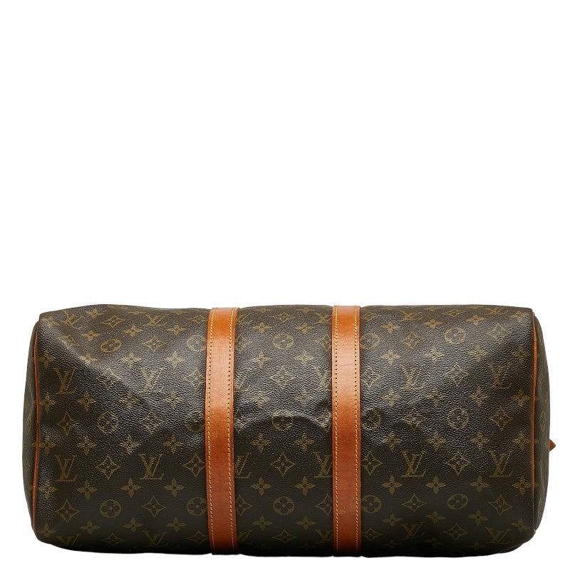 Louis Vuitton Monogram Keepall 45 Boston Bag M41428 Brown PVC Leather