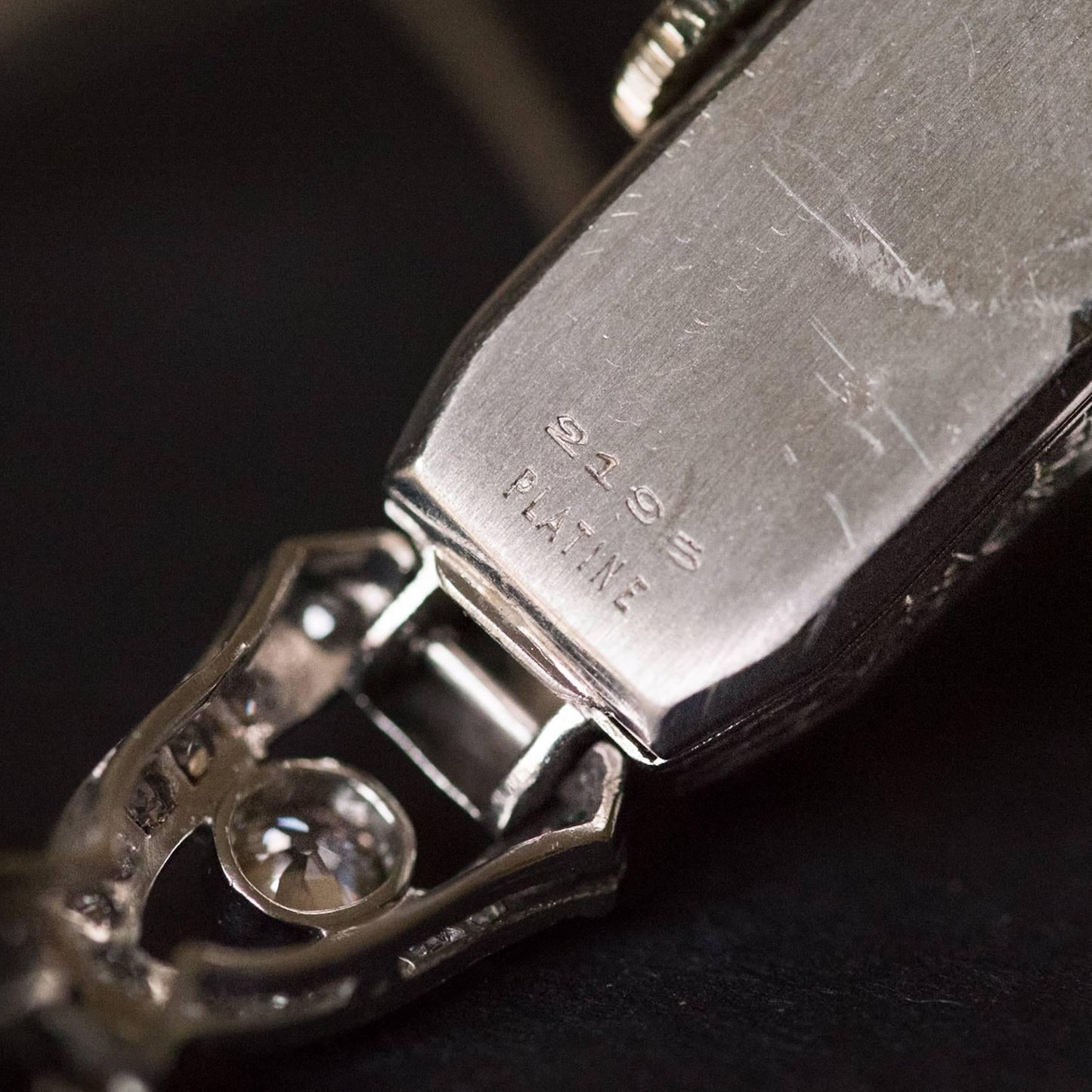 Ladies Platinum white gold Diamond French Art Deco Mechanical Wristwatch, 1925