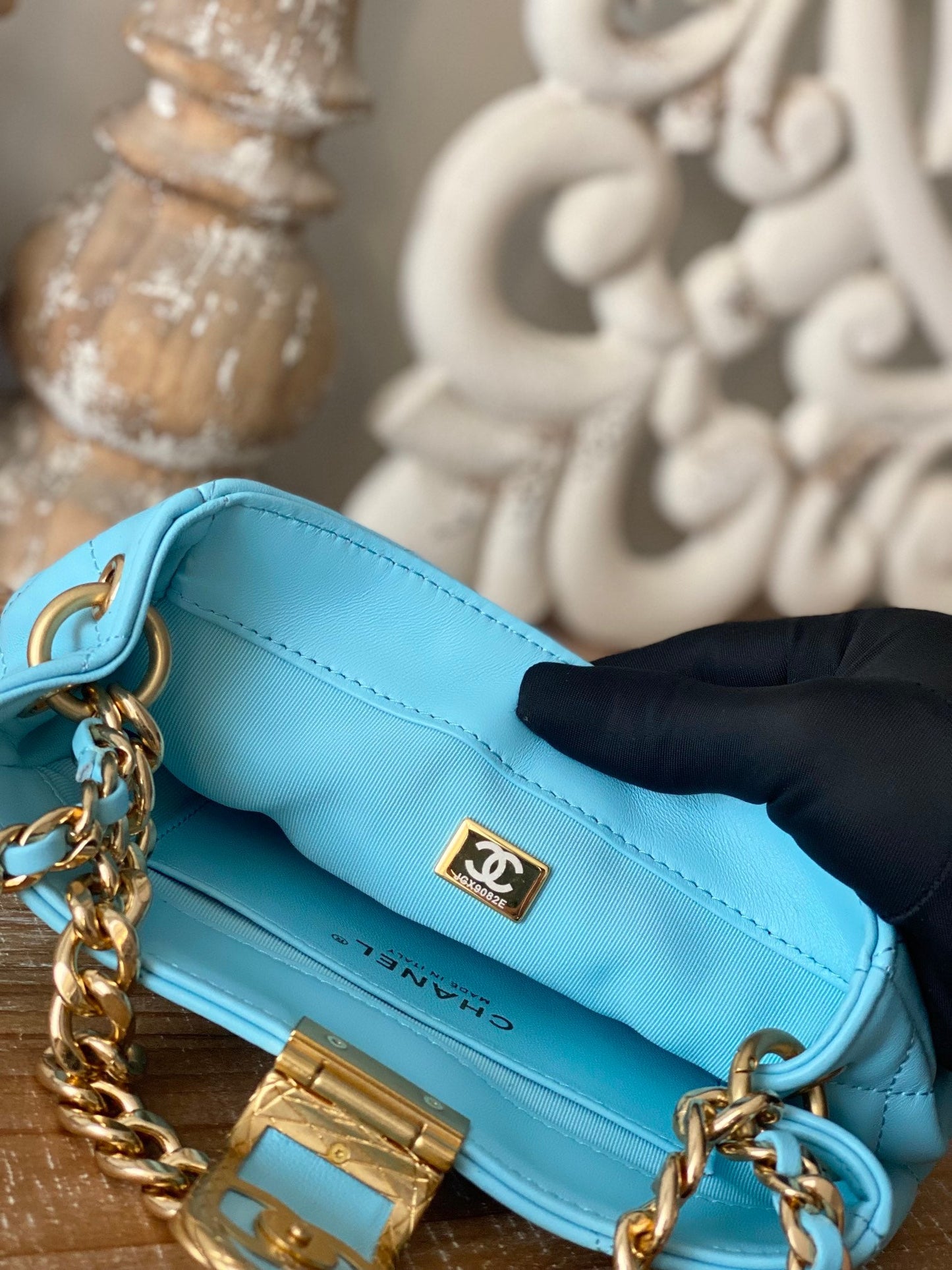 CHLSmall Hobo Bag Gold Hardware Blue For Women Handbags, Shoulder Bags 7.5in/19cm