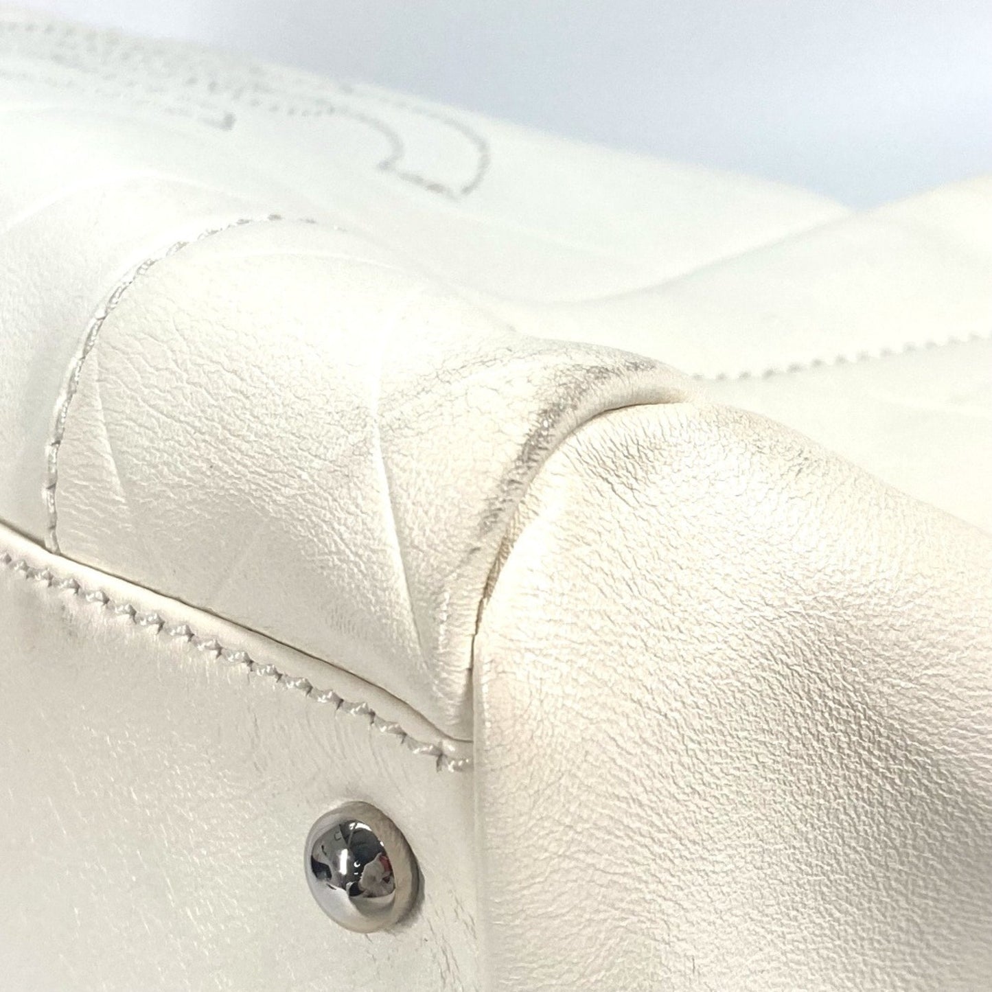 Chanel Quilted Bowling Bag White Leather