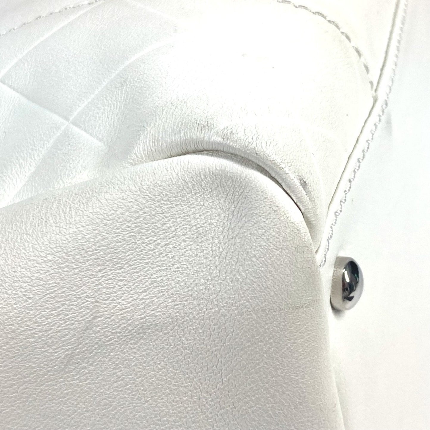 Chanel Quilted Bowling Bag White Leather
