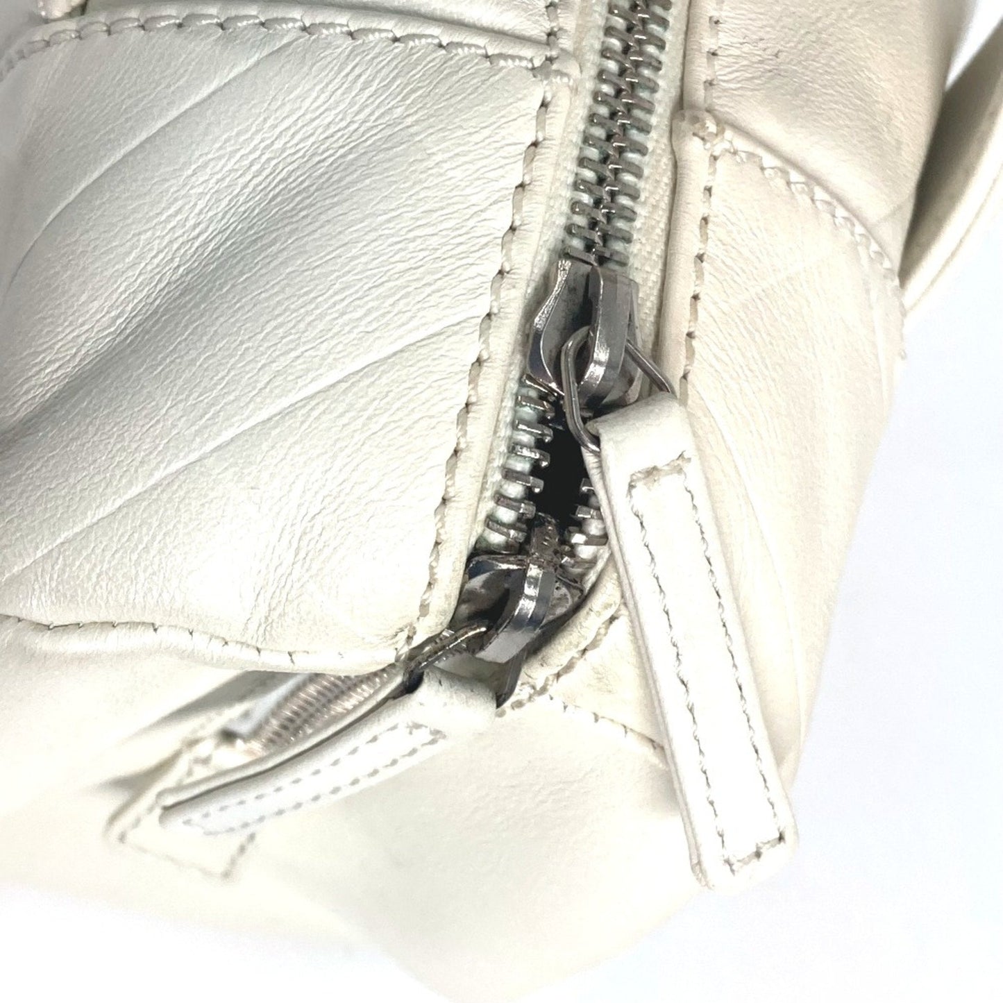 Chanel Quilted Bowling Bag White Leather