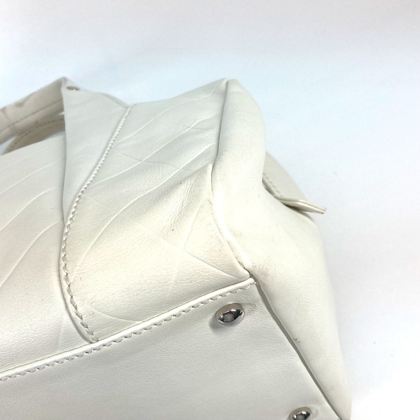 Chanel Quilted Bowling Bag White Leather