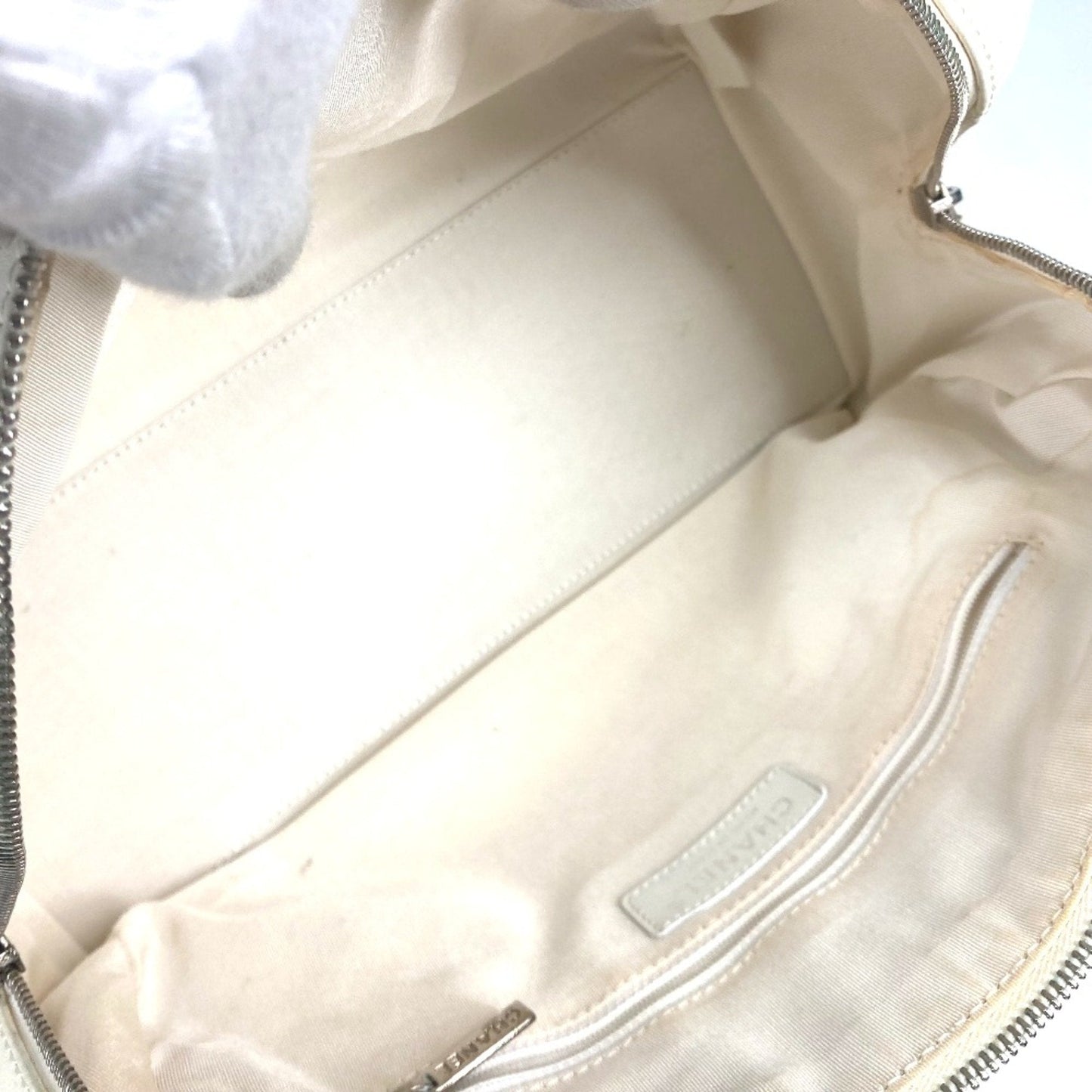 Chanel Quilted Bowling Bag White Leather