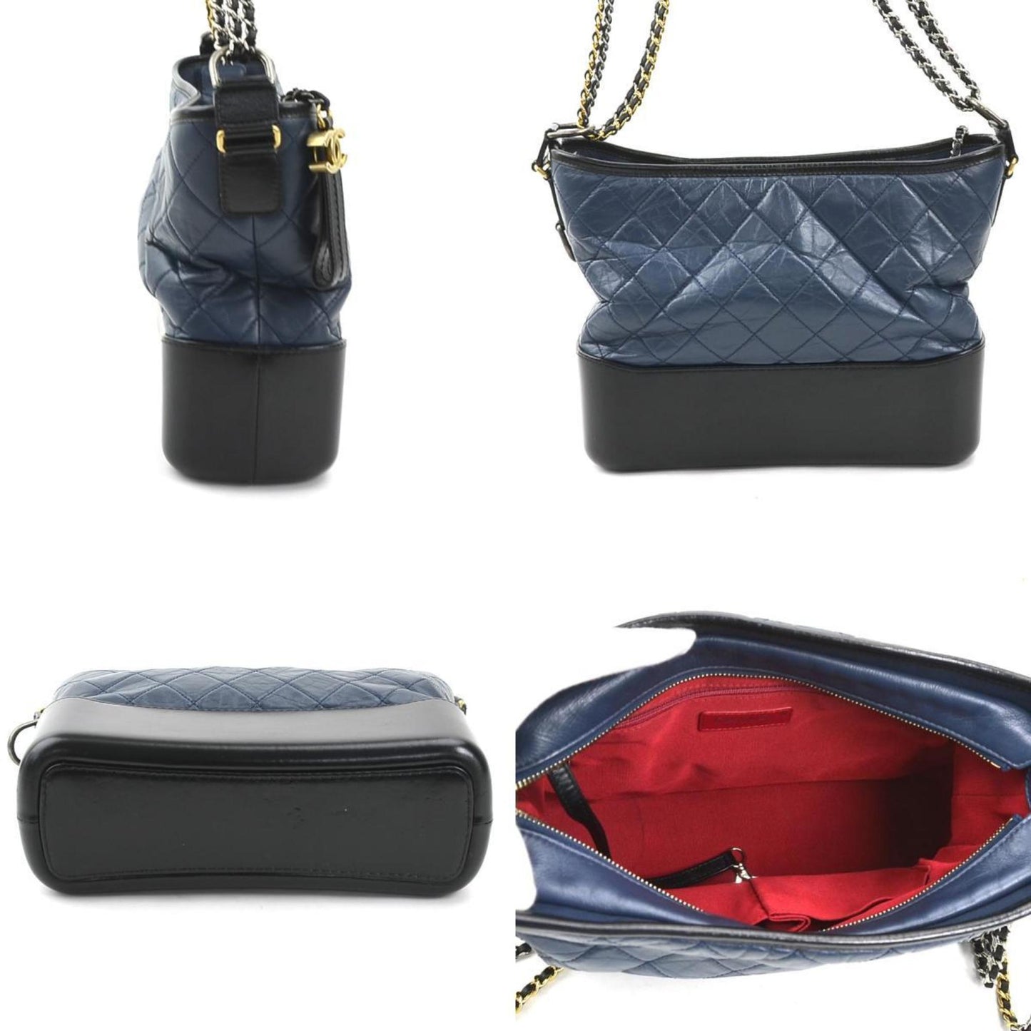 Chanel Chanel Quilted Leather Hobo Bag BlueBlack