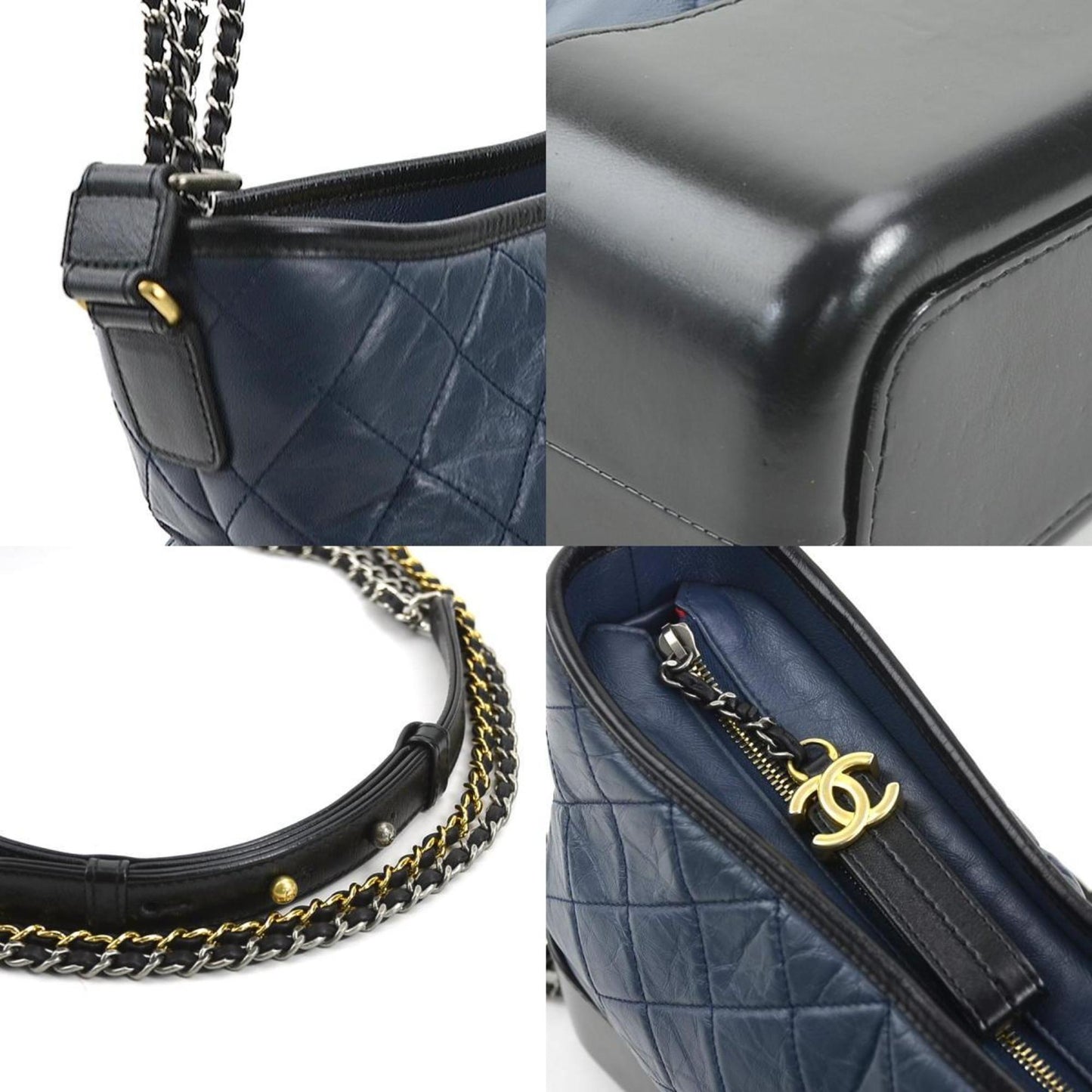 Chanel Chanel Quilted Leather Hobo Bag BlueBlack