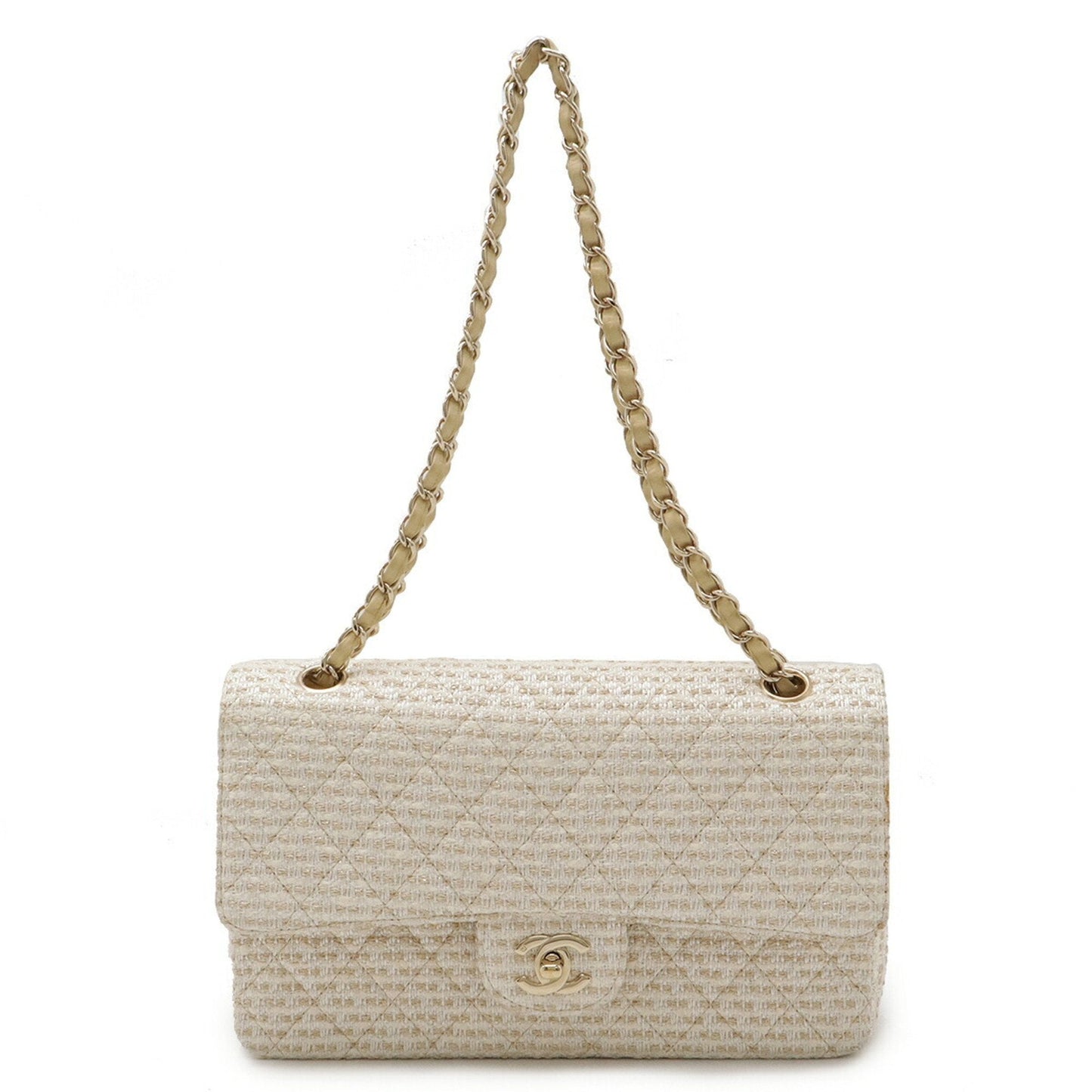 Chanel Classic Flap Bag Small Beige Tweed
