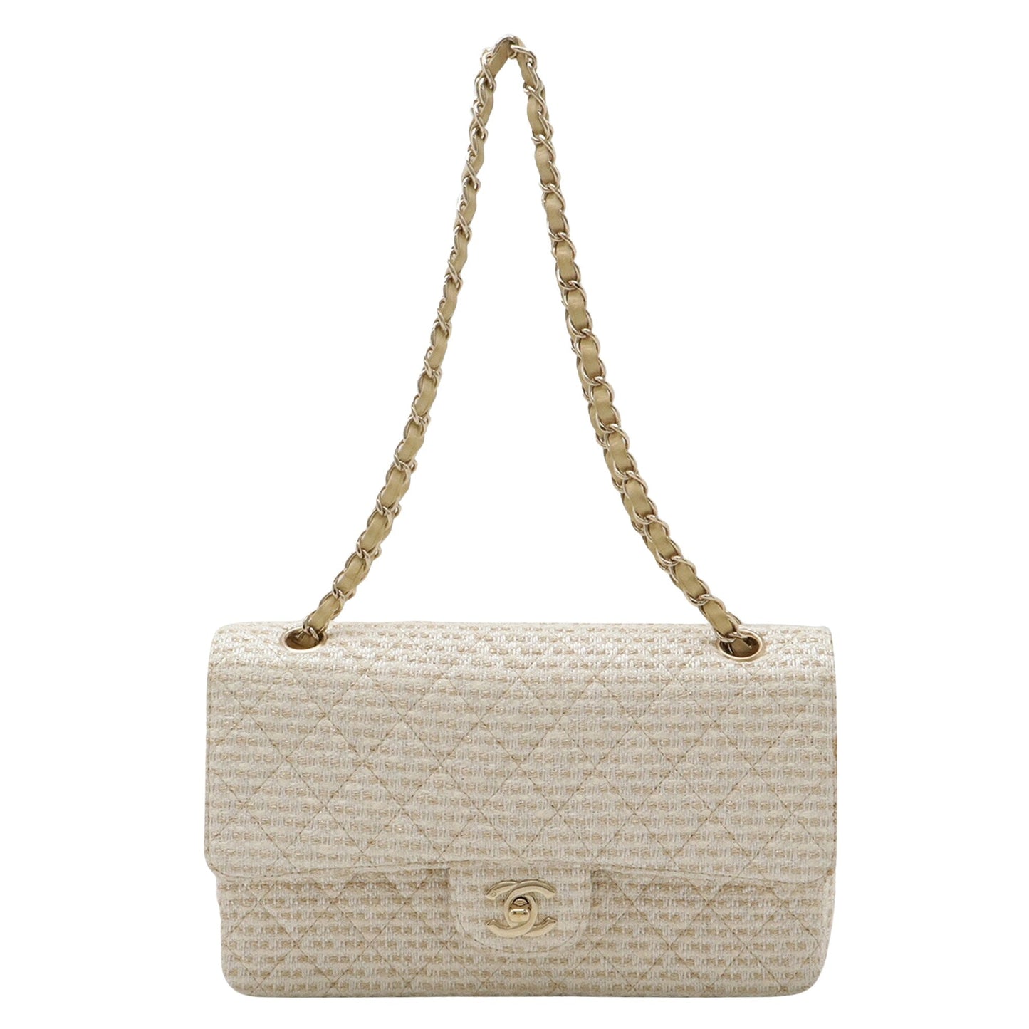 Chanel Classic Flap Bag Small Beige Tweed