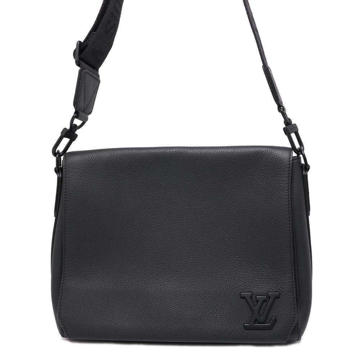 LV Trainer Black Leather Messenger Bag