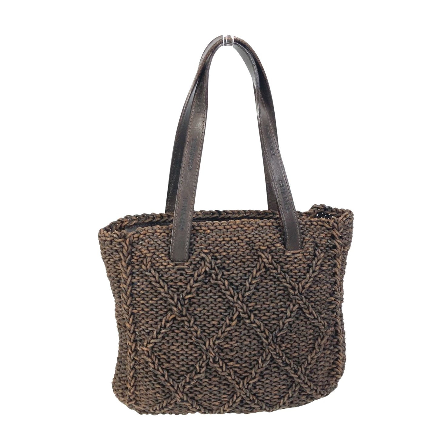 Chanel Knitted Raffia Tote Bag Brown