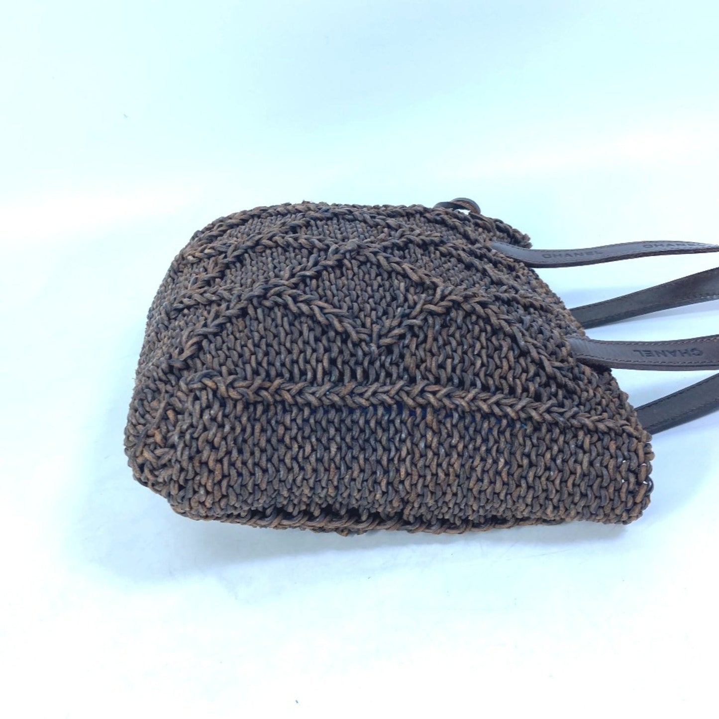 Chanel Knitted Raffia Tote Bag Brown