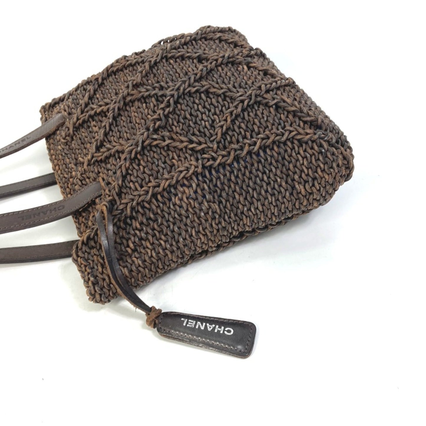 Chanel Knitted Raffia Tote Bag Brown