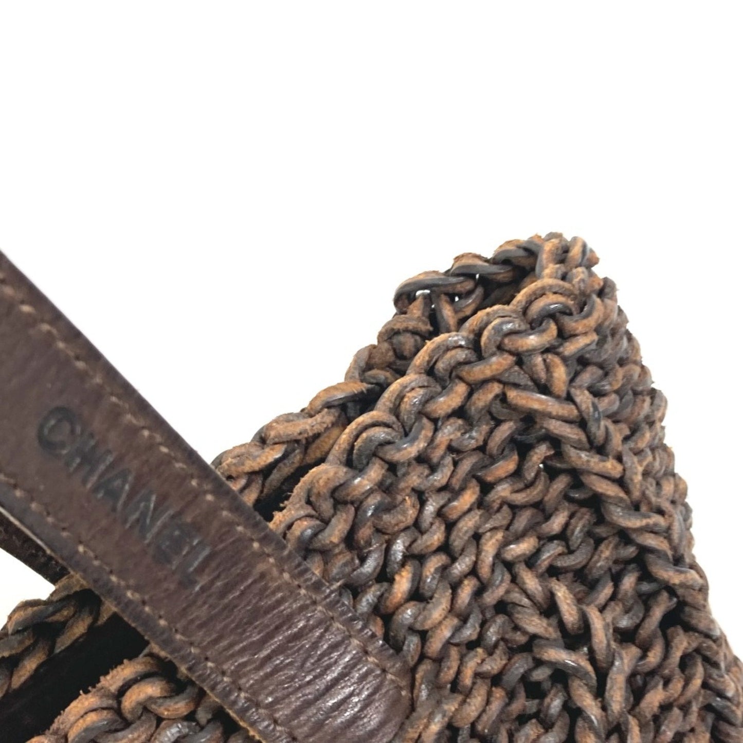 Chanel Knitted Raffia Tote Bag Brown