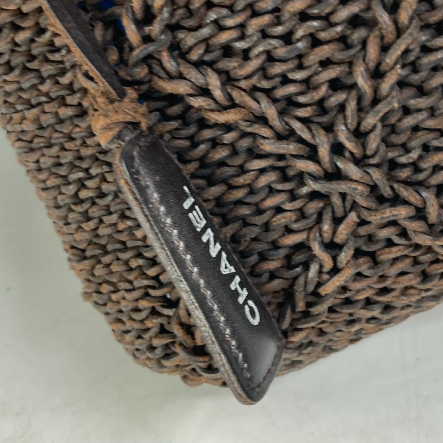 Chanel Knitted Raffia Tote Bag Brown