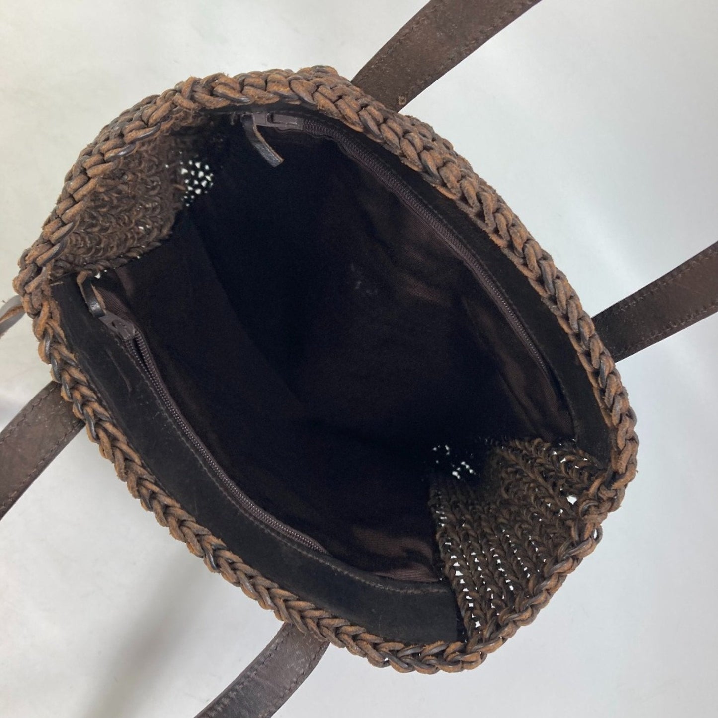 Chanel Knitted Raffia Tote Bag Brown