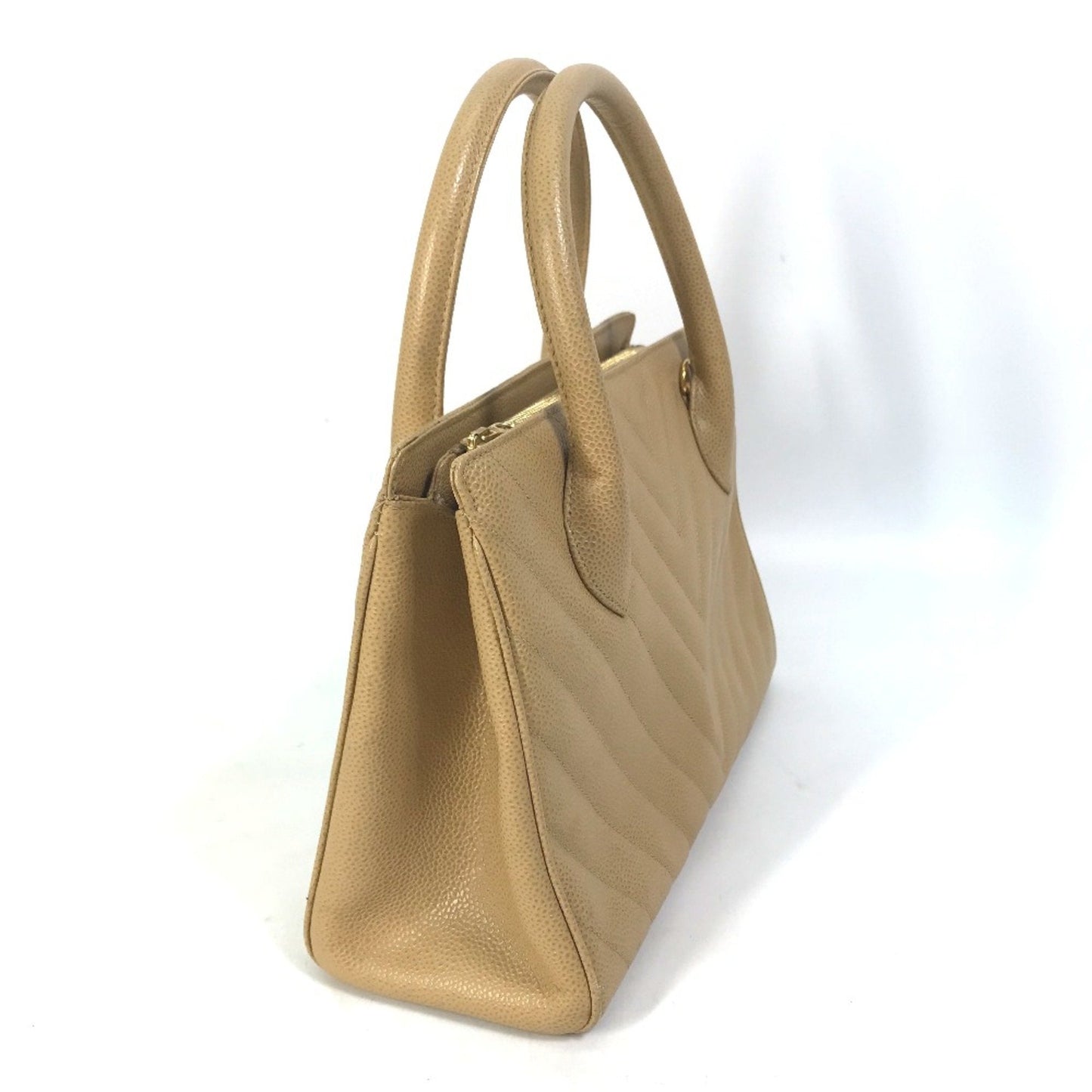 Chanel Chevron Beige Handbag