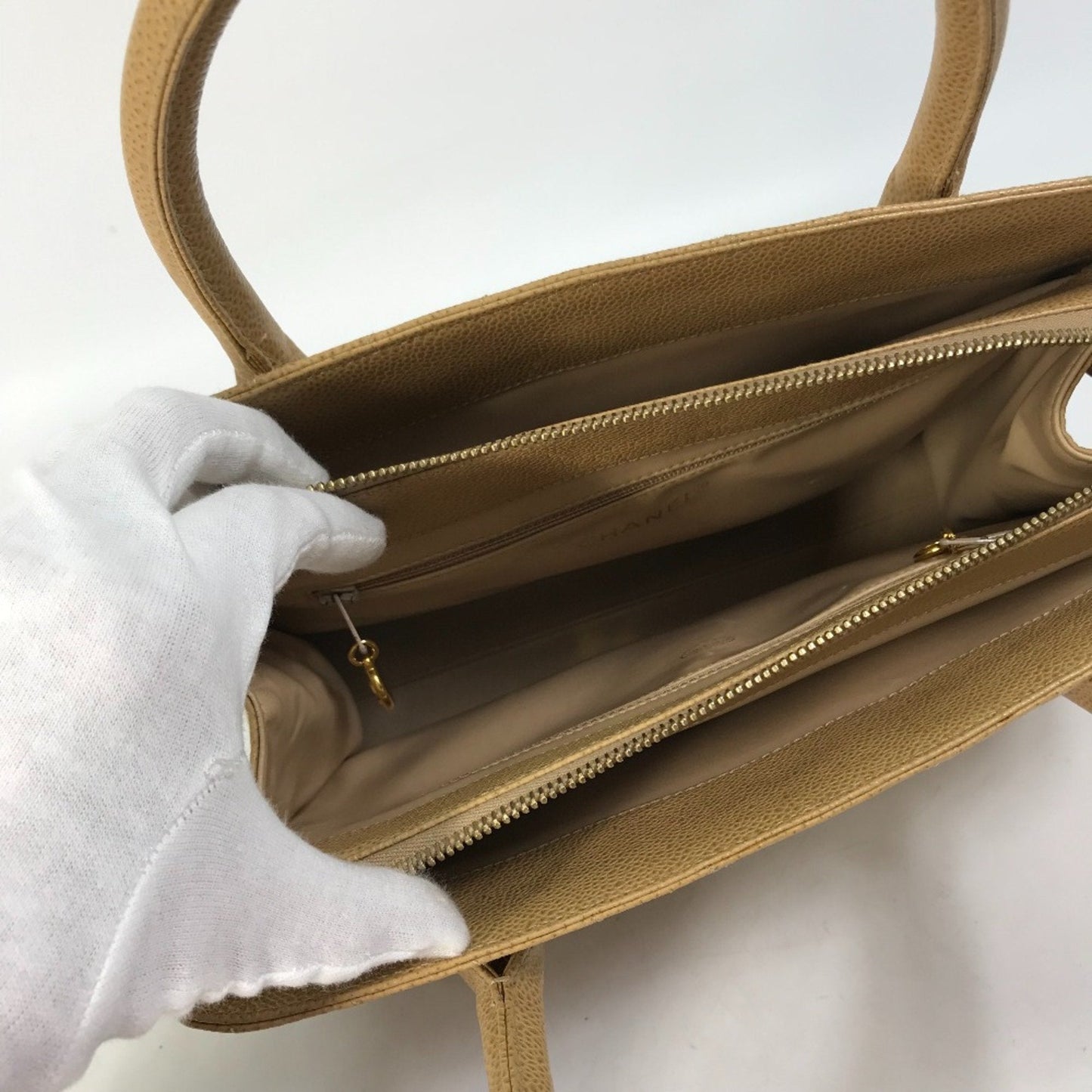 Chanel Chevron Beige Handbag