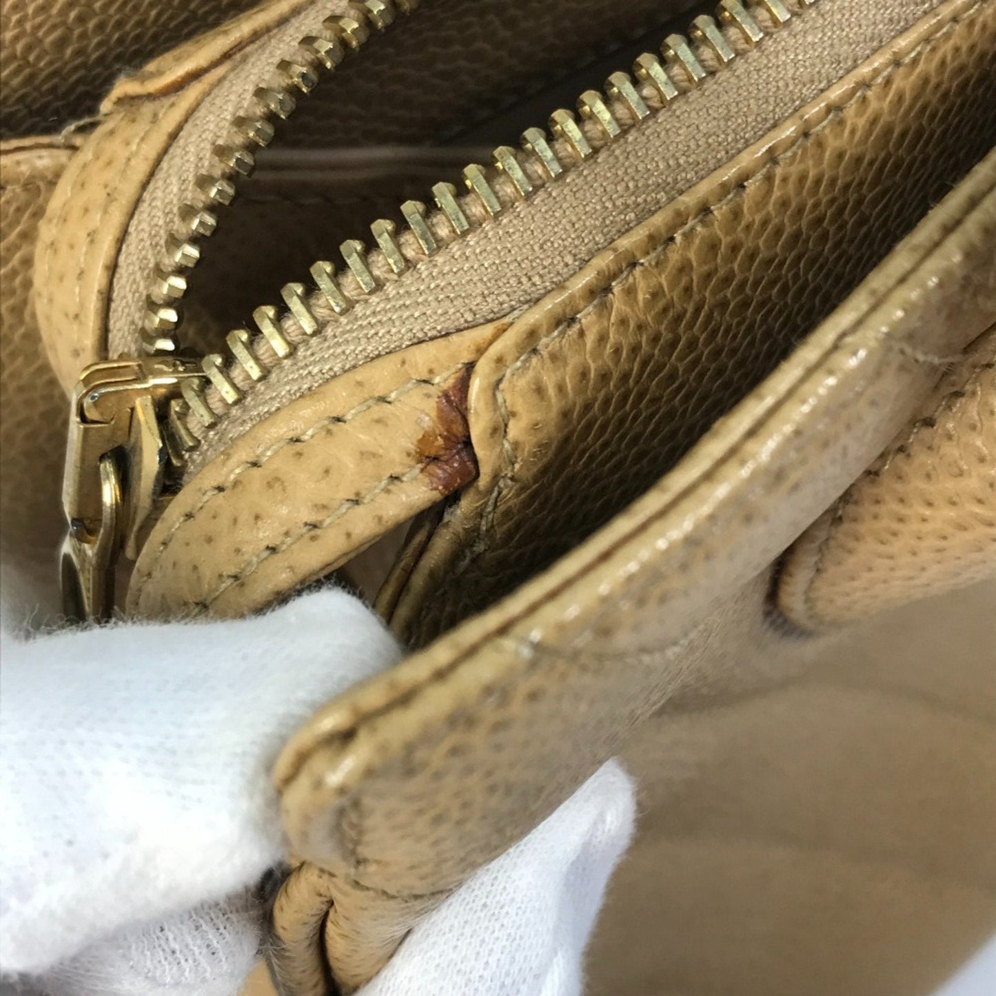 Chanel Chevron Beige Handbag