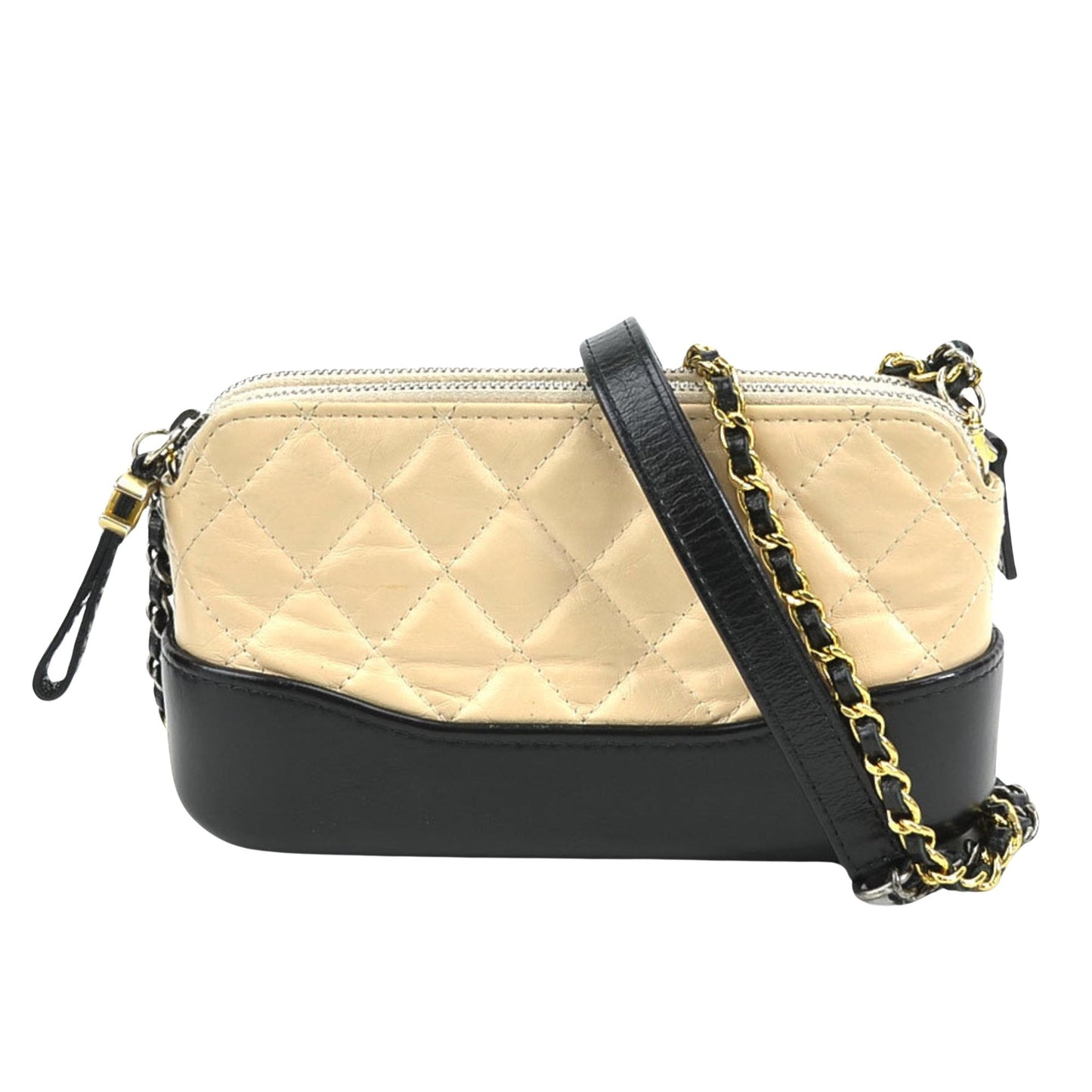 Chanel Quilted Lambskin Chain Bag BeigeBlack