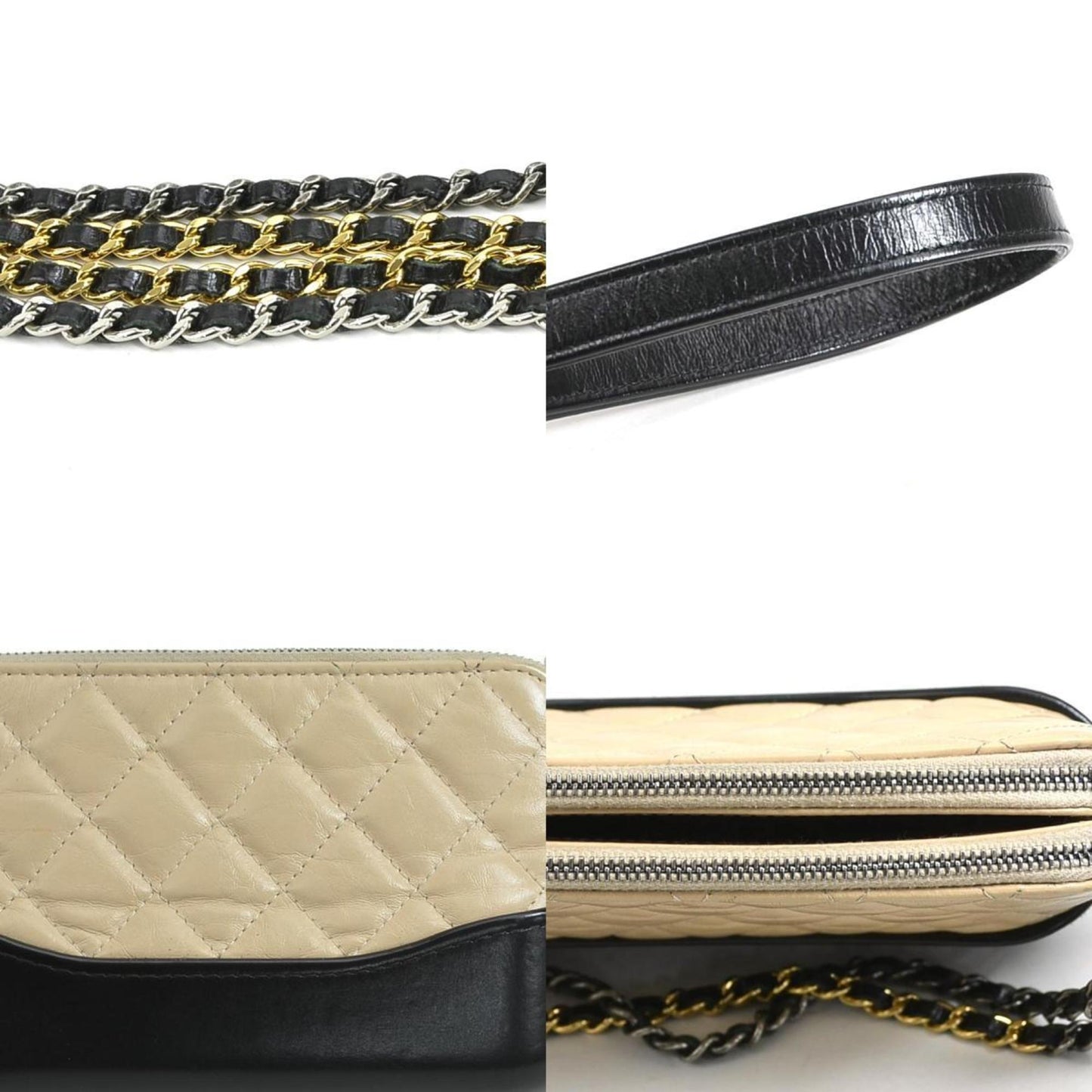 Chanel Quilted Lambskin Chain Bag BeigeBlack