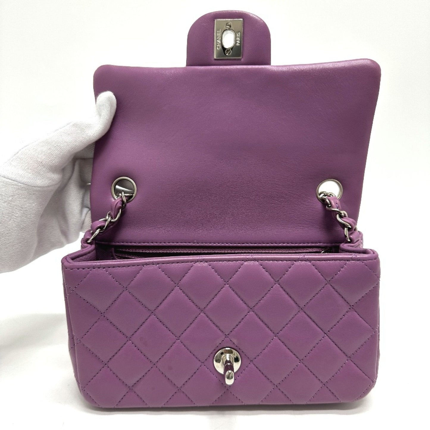 Chanel Mini Classic Flap Bag Lambskin Purple