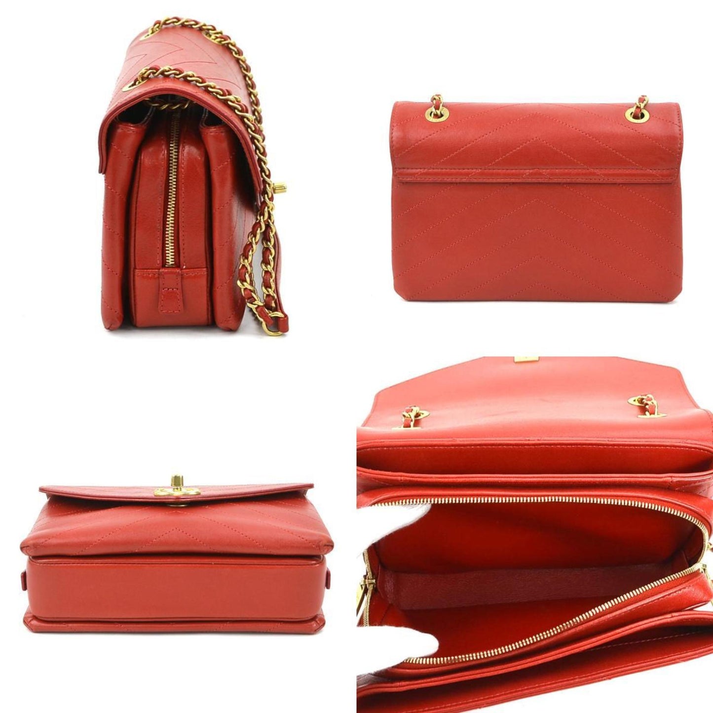 Chanel Chanel 19 Red Leather Shoulder Bag