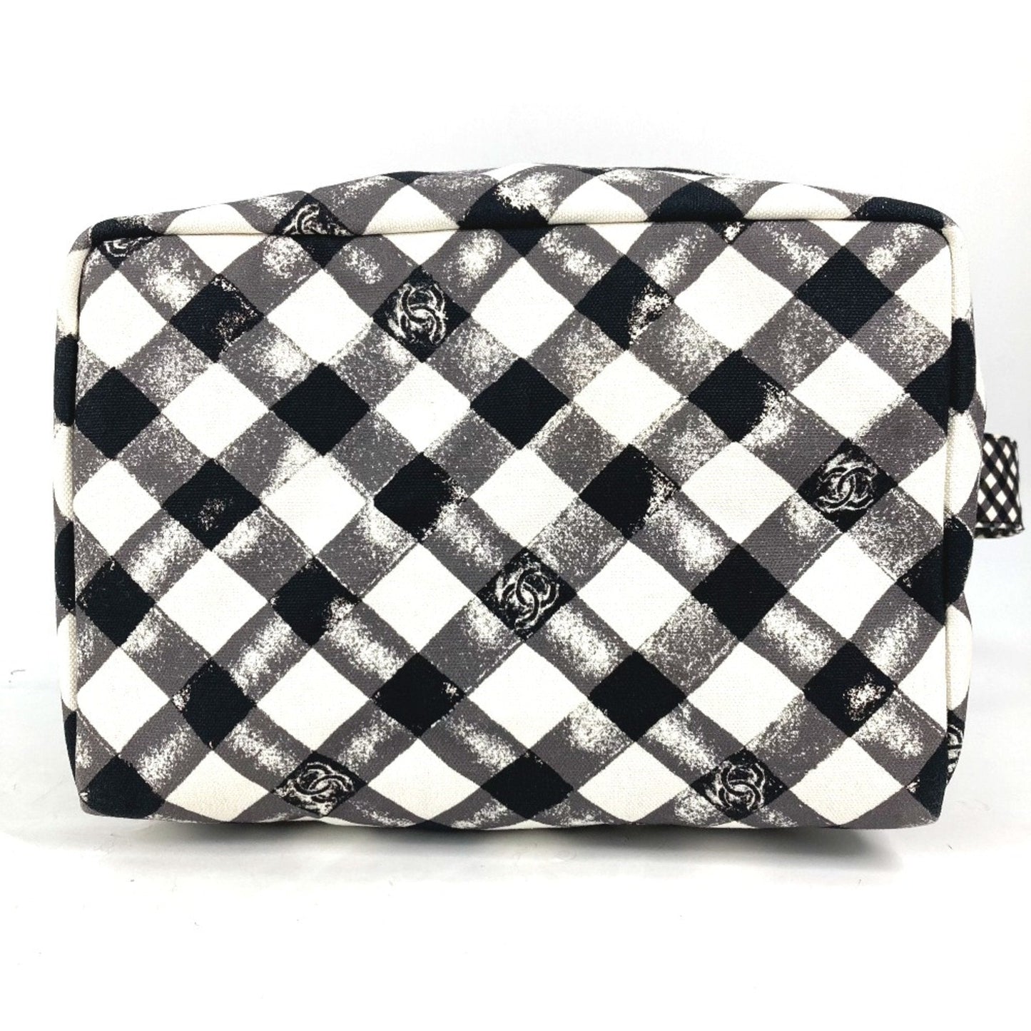 Chanel Gingham Crossbody Bag Black and White