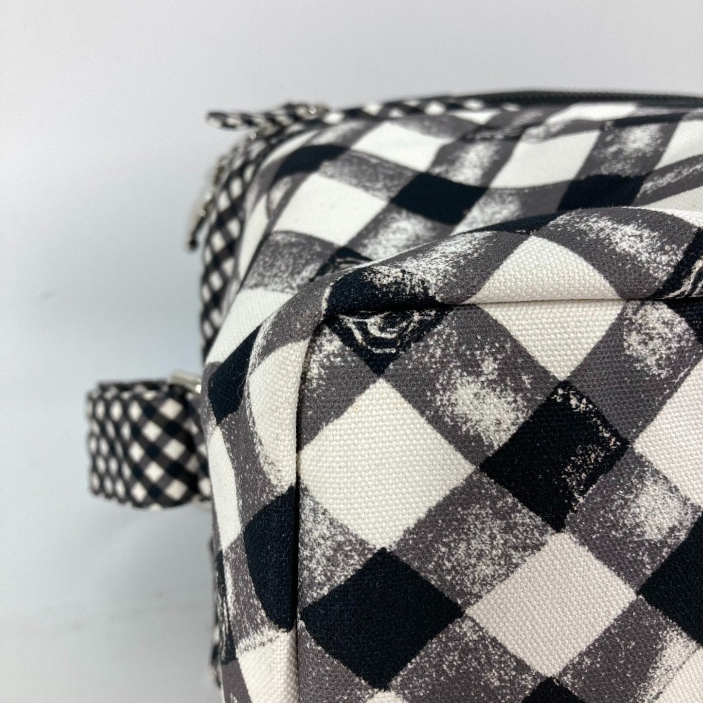 Chanel Gingham Crossbody Bag Black and White