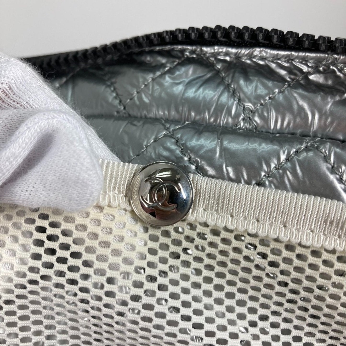 Chanel Gingham Crossbody Bag Black and White