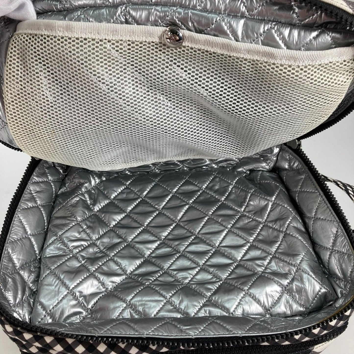 Chanel Gingham Crossbody Bag Black and White