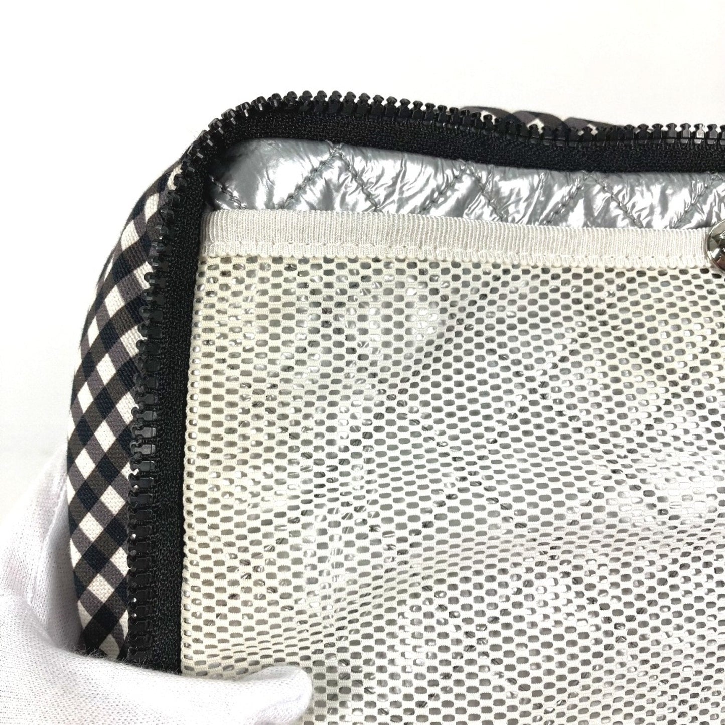 Chanel Gingham Crossbody Bag Black and White