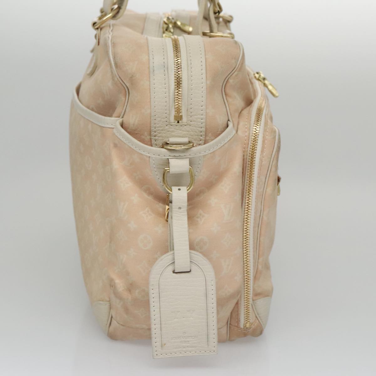 Mini Lin Canvas Tote Bag with Name Tag and Slight Wear