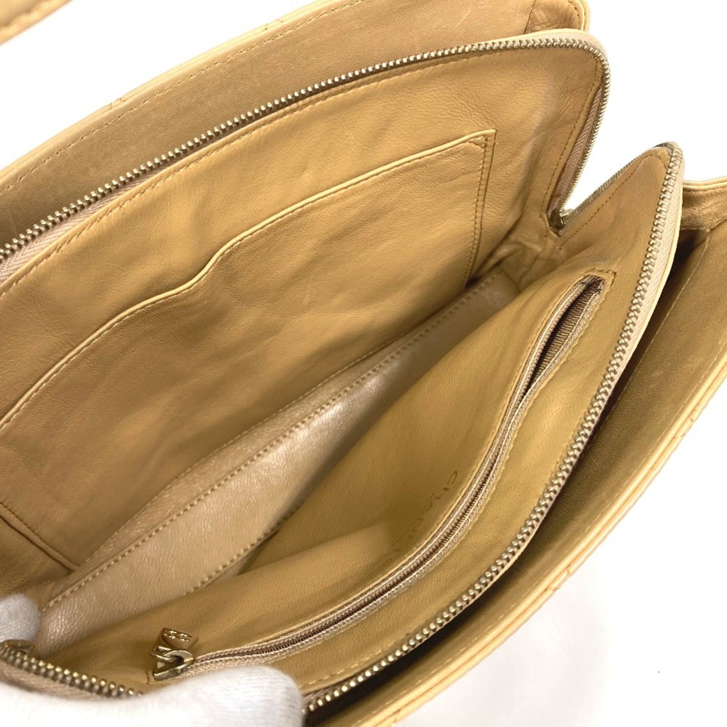 Chanel Classic Quilted Leather Handbag Beige