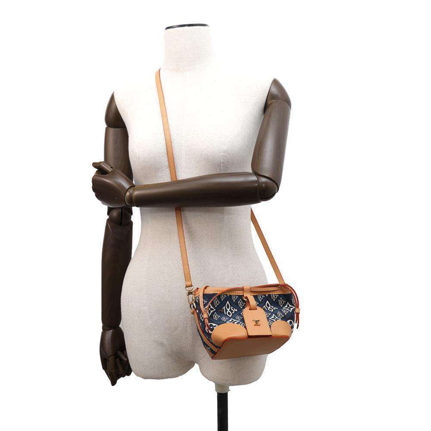 Canvas Shoulder Bag with Name Tag and Shoulder Strap