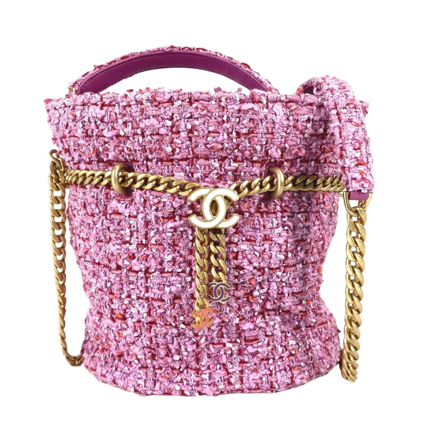 Chanel Tweed Bucket Bag Pink Tweed Model
