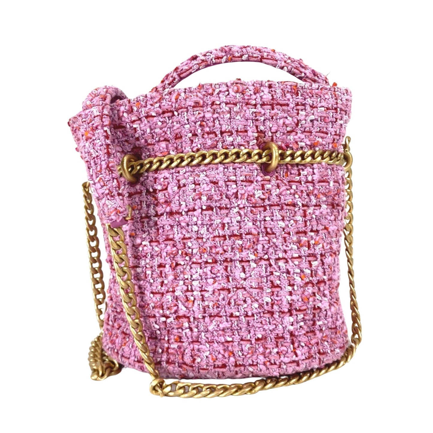 Chanel Tweed Bucket Bag Pink Tweed Model