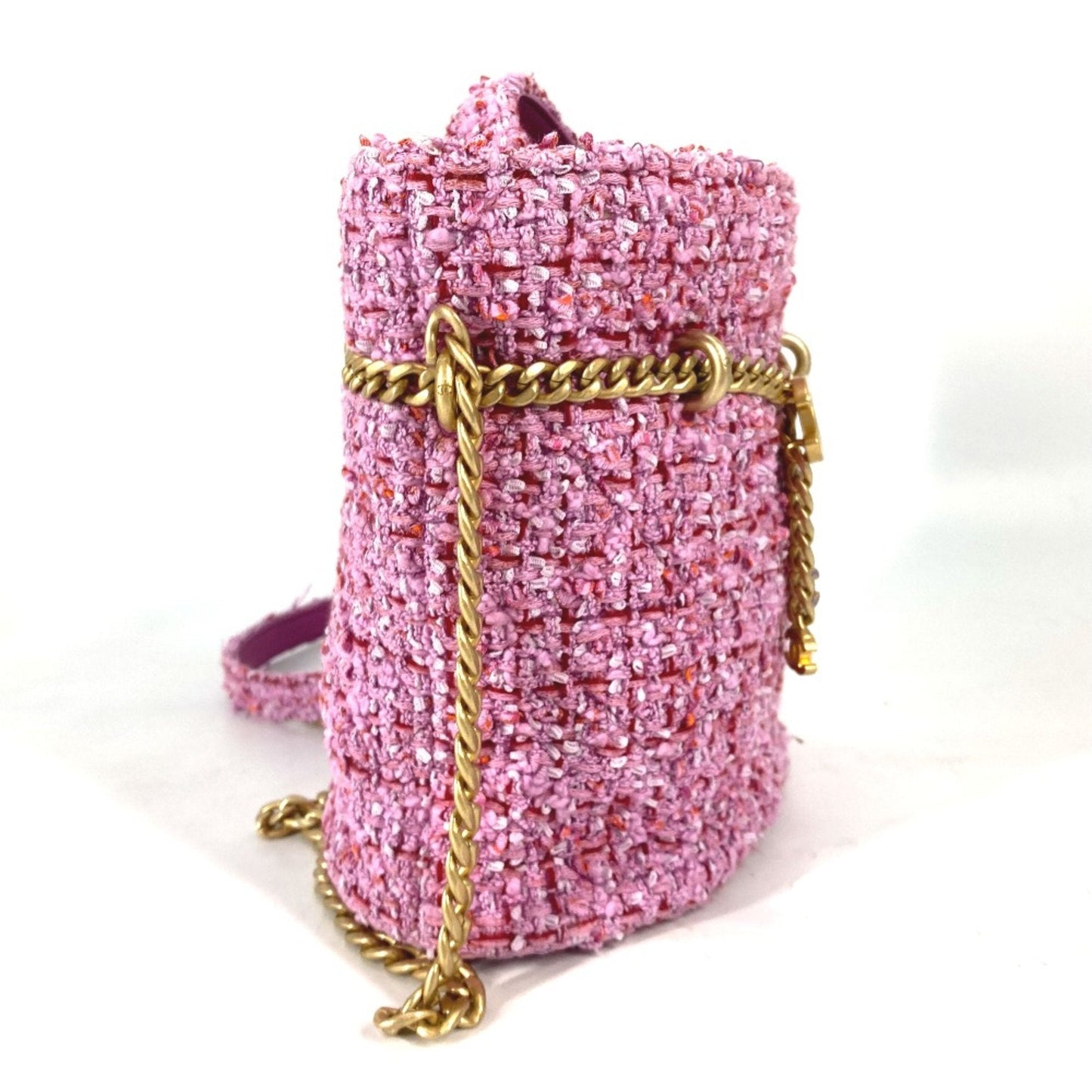 Chanel Tweed Bucket Bag Pink Tweed Model