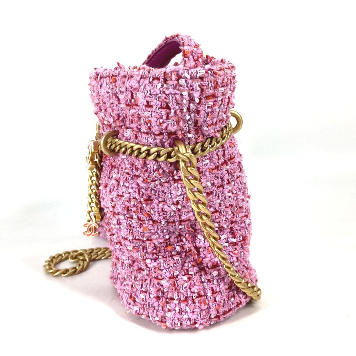 Chanel Tweed Bucket Bag Pink Tweed Model