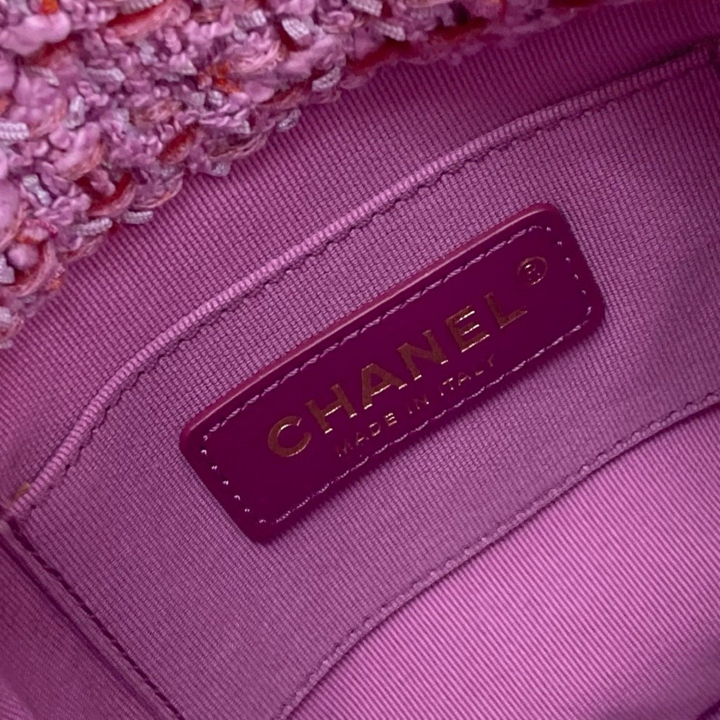Chanel Tweed Bucket Bag Pink Tweed Model