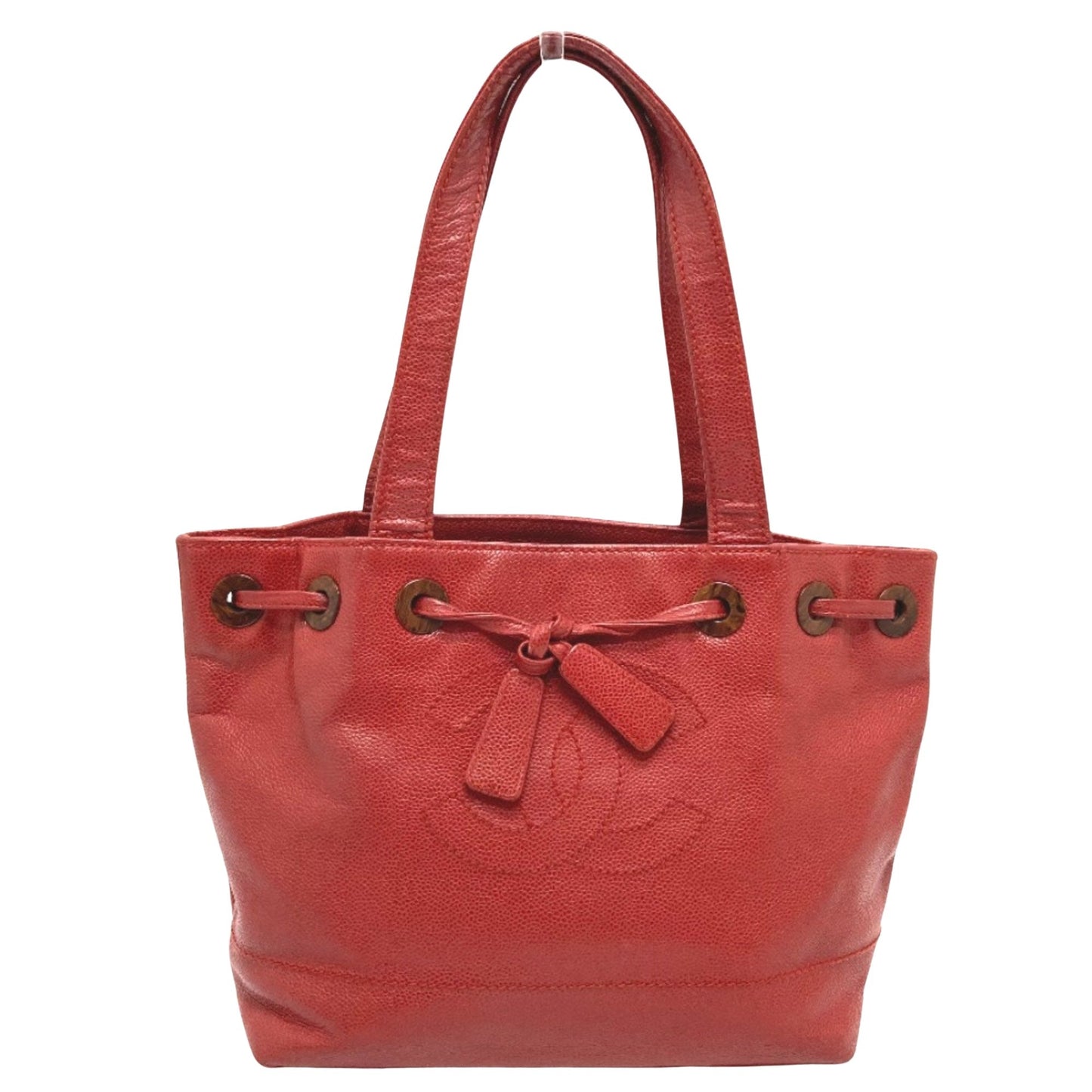 Chanel Red Caviar Leather Tote Bag