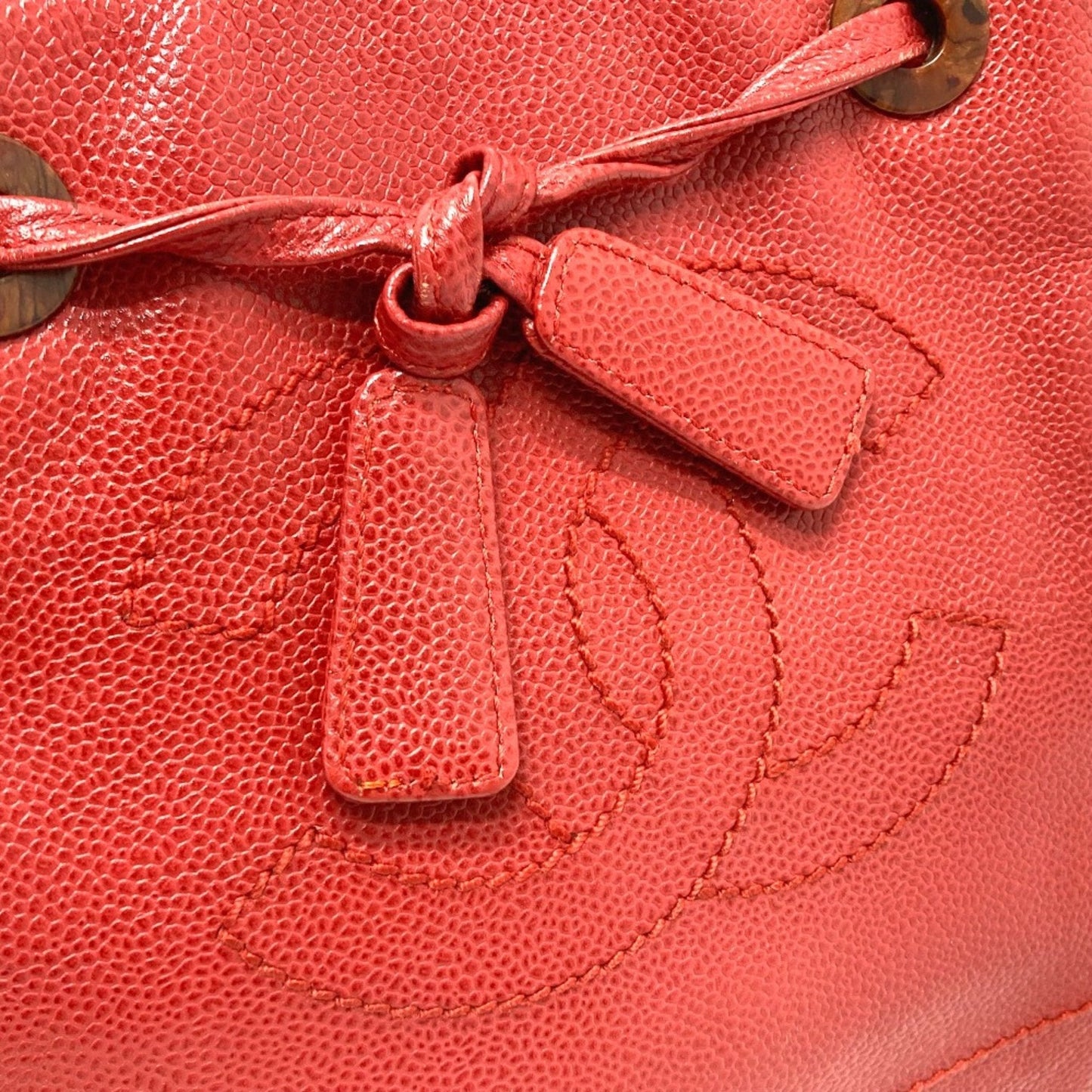 Chanel Red Caviar Leather Tote Bag